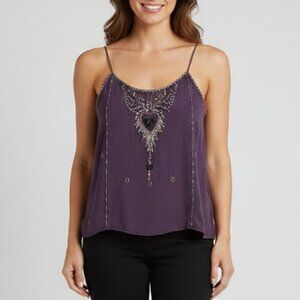 Matthew Williamson Beaded Purple Sleeveless Tank Top Size 8 Small b62